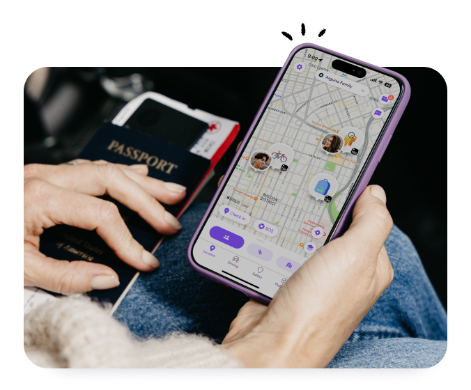 Application mobile montrant le partage des trackers FindME